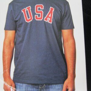 General Standard MEN Cotton Short Sleeve T-Shirt RED USA graphic print, Blue, XL